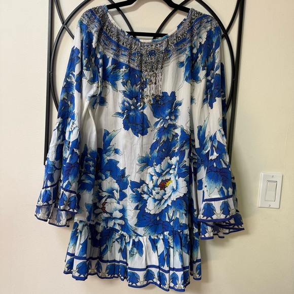 Camilla Blue and White Floral Blouse - Picture 9 of 9